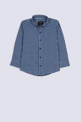 White & Navy Boy's Checkered Shirt